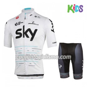 Conjunto Maillot + Culotte Corto 2017 Team Sky Niños N003